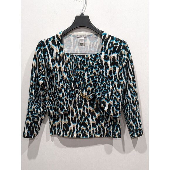 Vintage Cache Leopard Print Cardigan & Strapless Top Twin Set, S/M - Picture 1 of 9